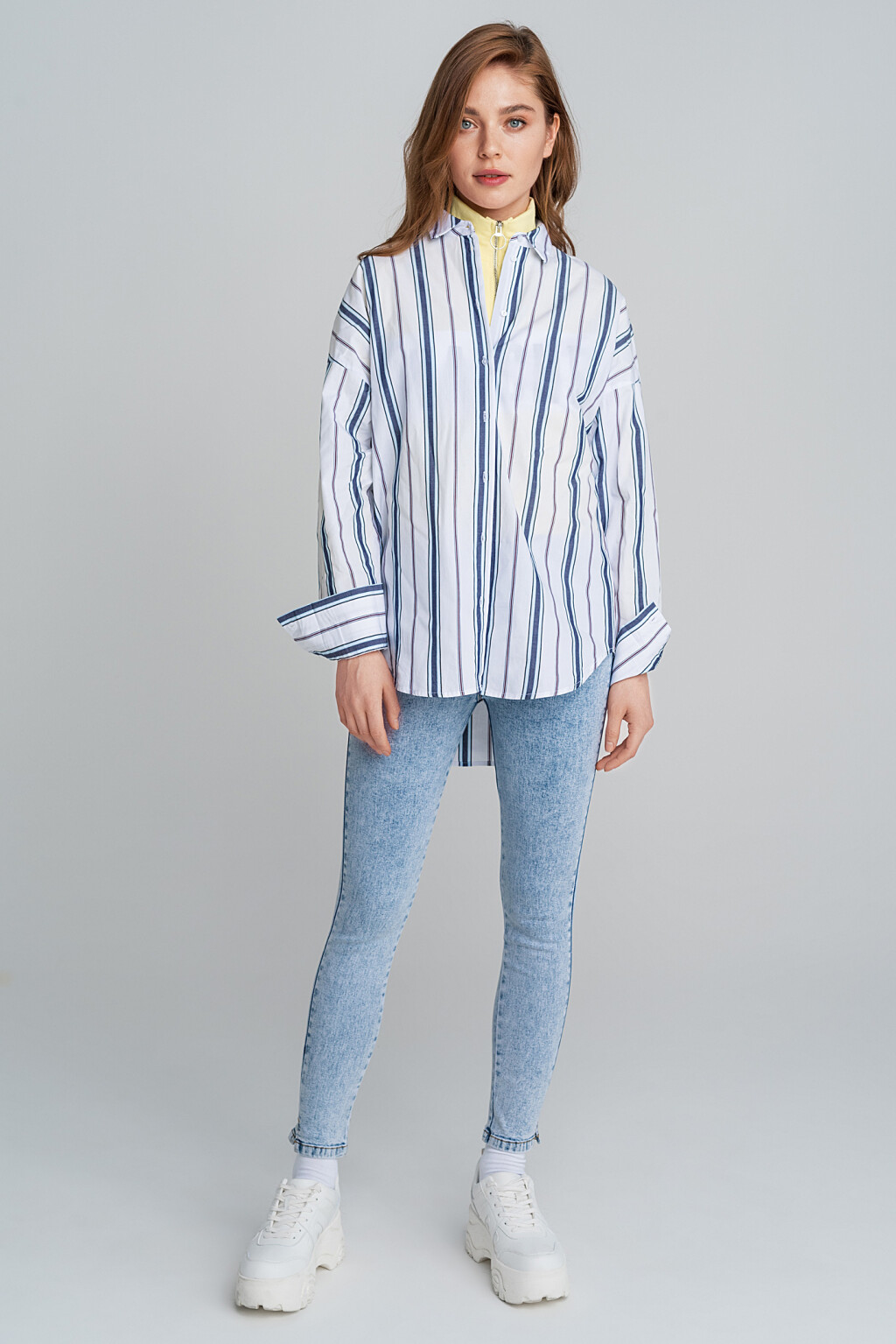 джинсы skinny с высокой посадкой - цвет голубой - 1