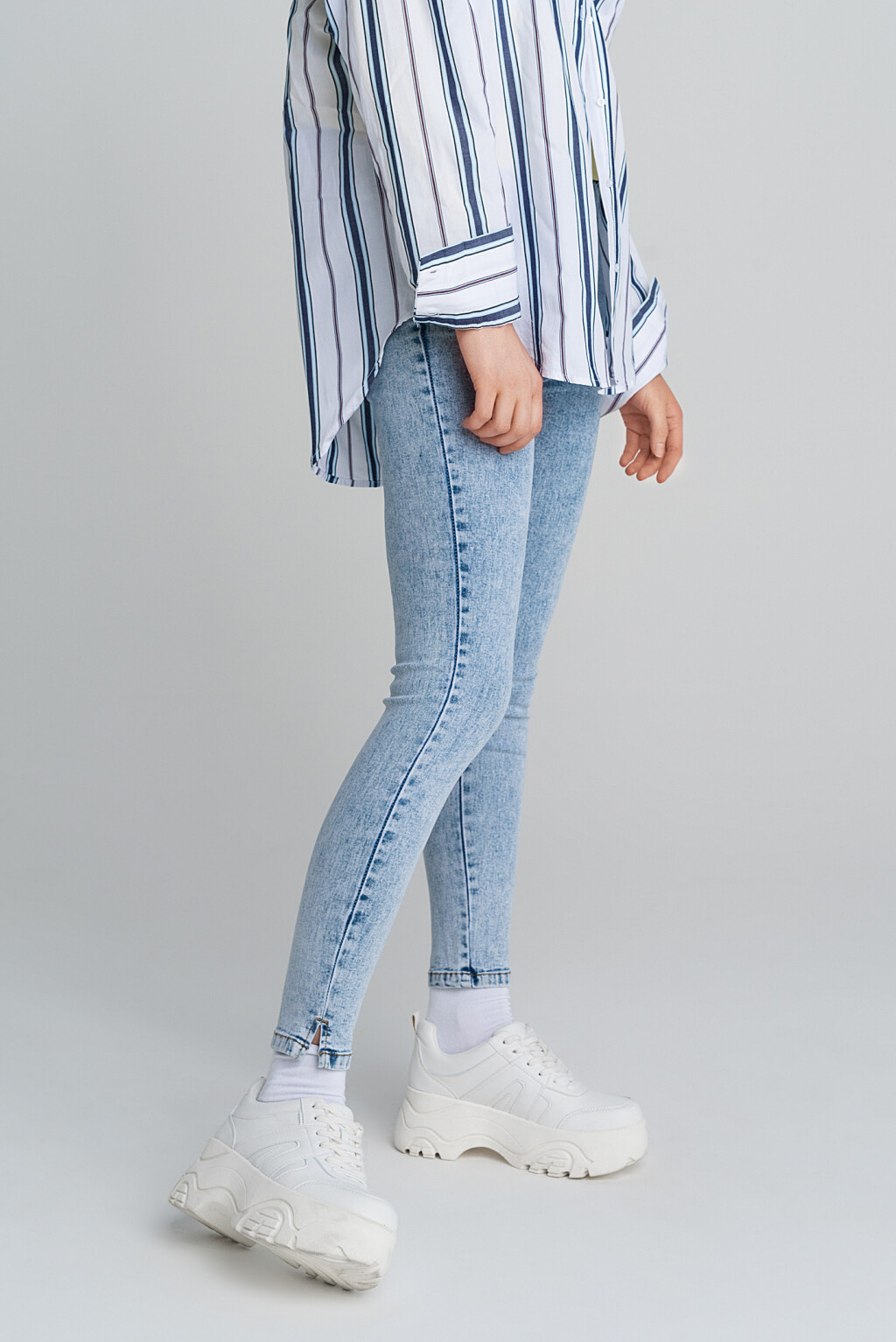 джинсы skinny с высокой посадкой - цвет голубой - 3
