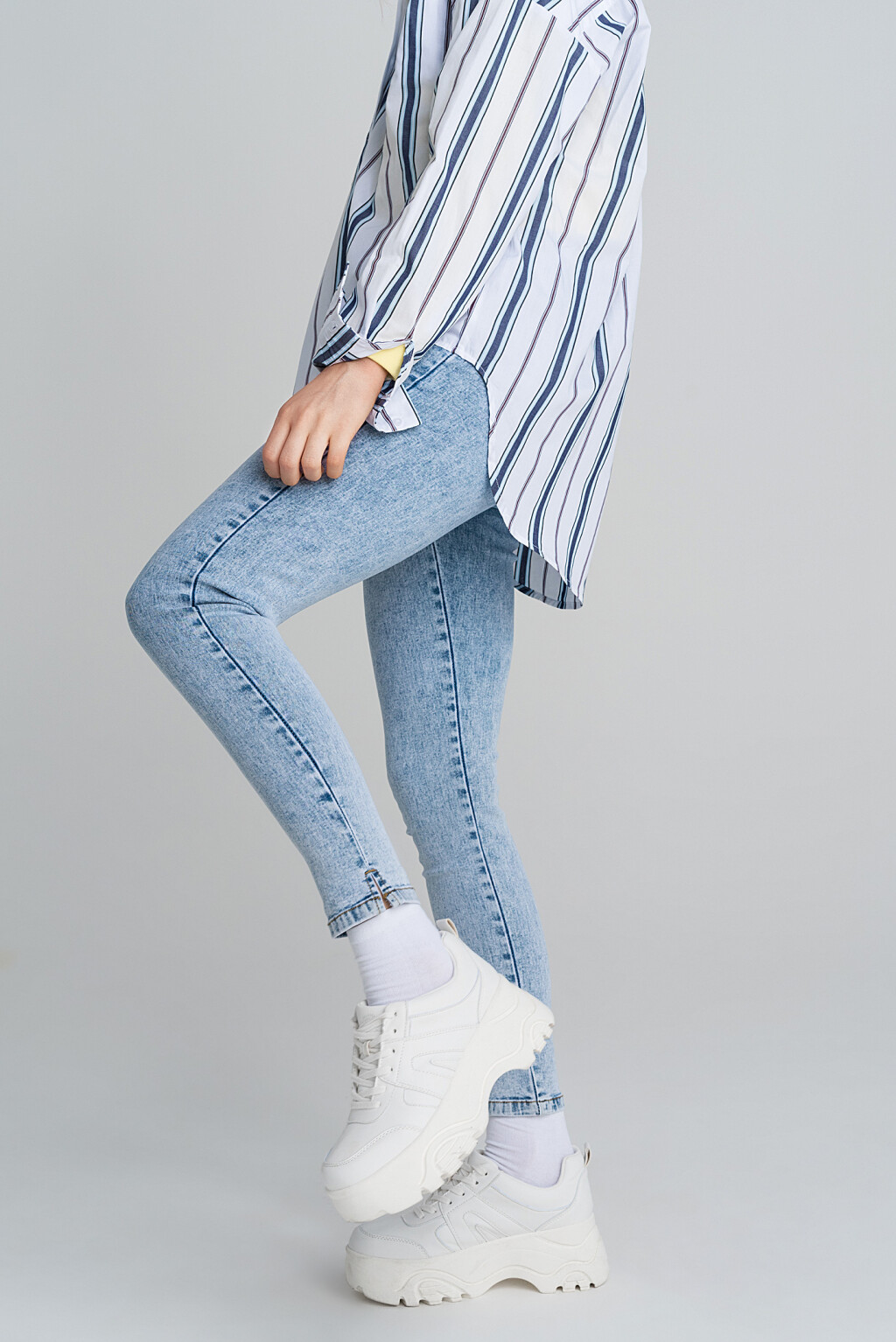 джинсы skinny с высокой посадкой - цвет голубой - 5