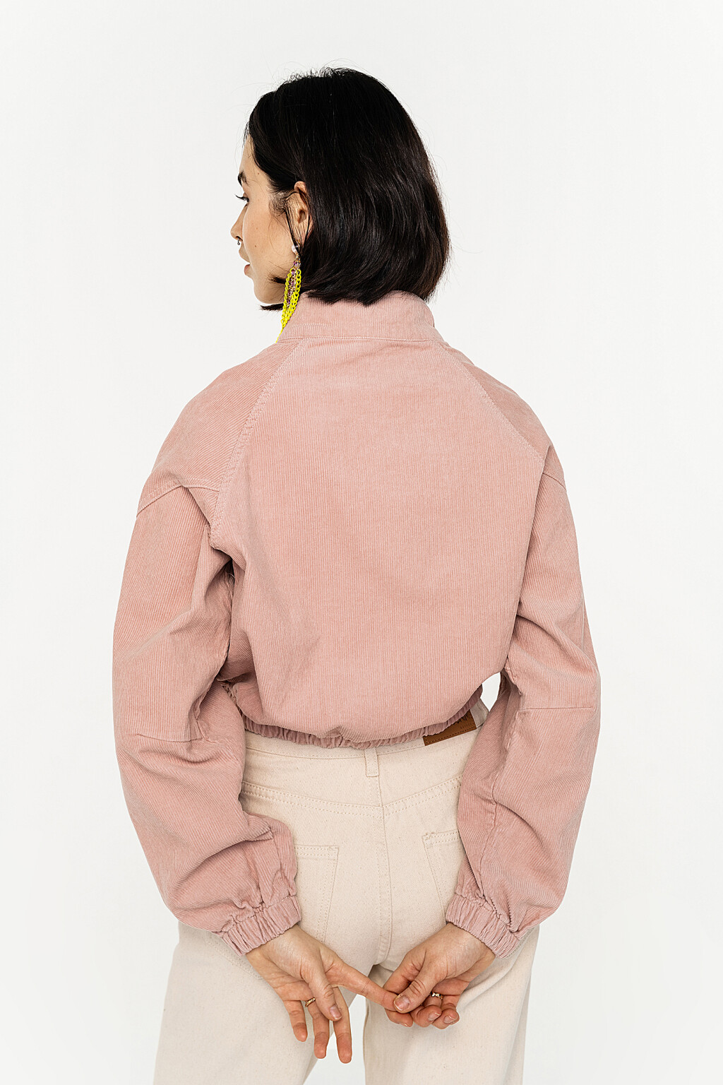куртка-бомбер вельветовая укороченная - цвет бежевый - 3