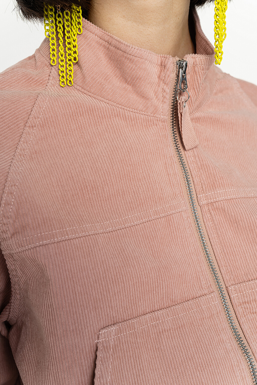 куртка-бомбер вельветовая укороченная - цвет бежевый - 4