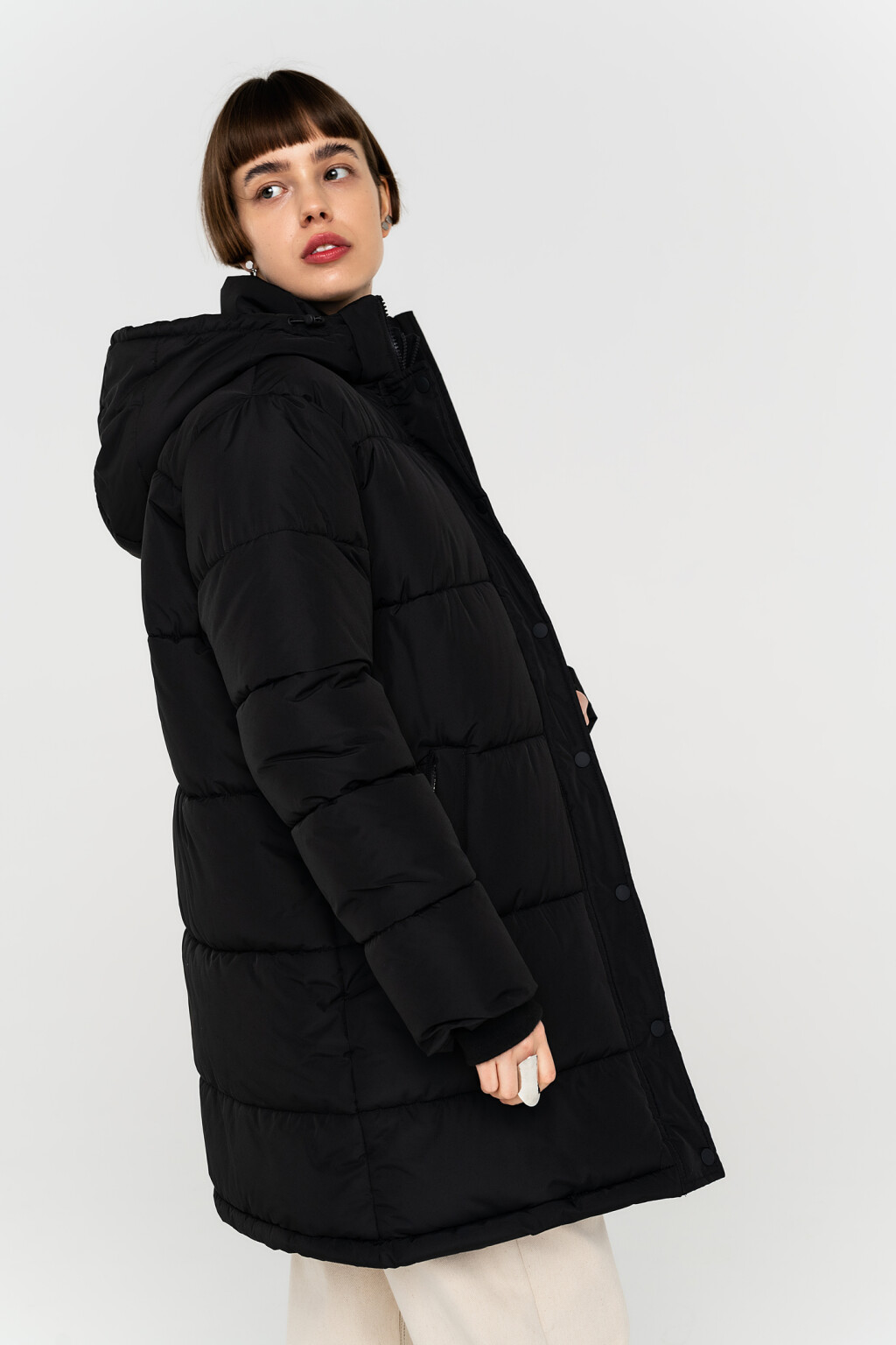 пальто женское - цвет черный - 1