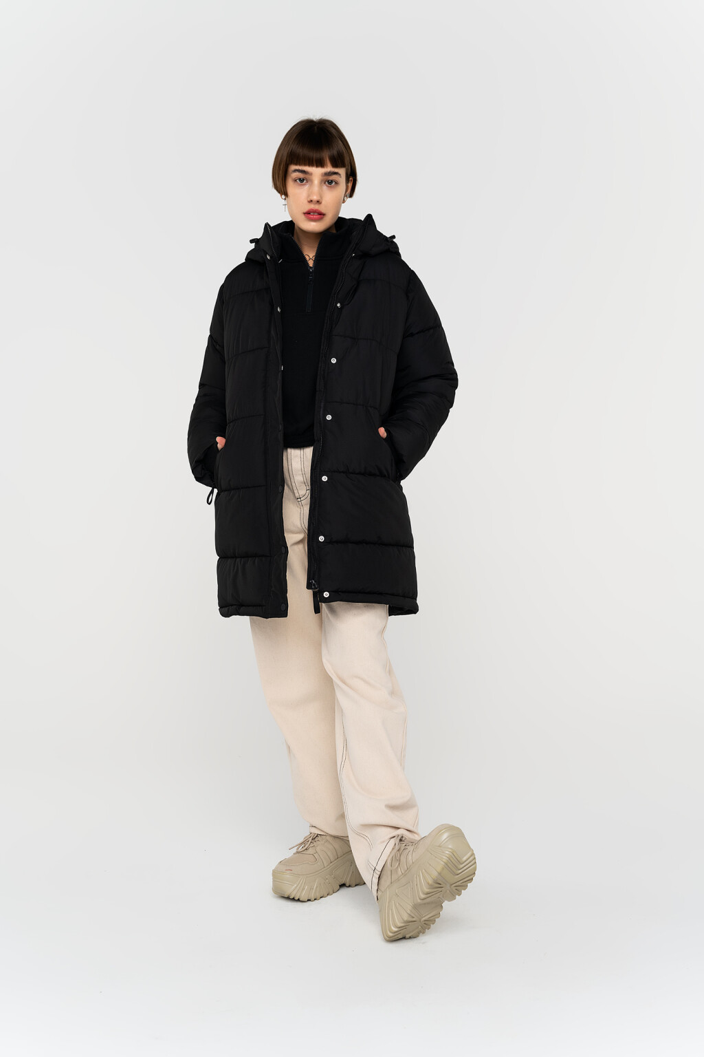 пальто женское - цвет черный - 2