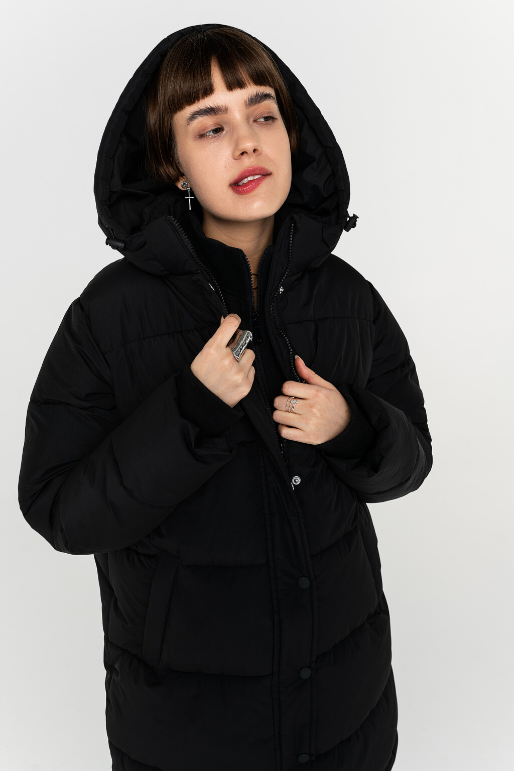 пальто женское - цвет черный - 4