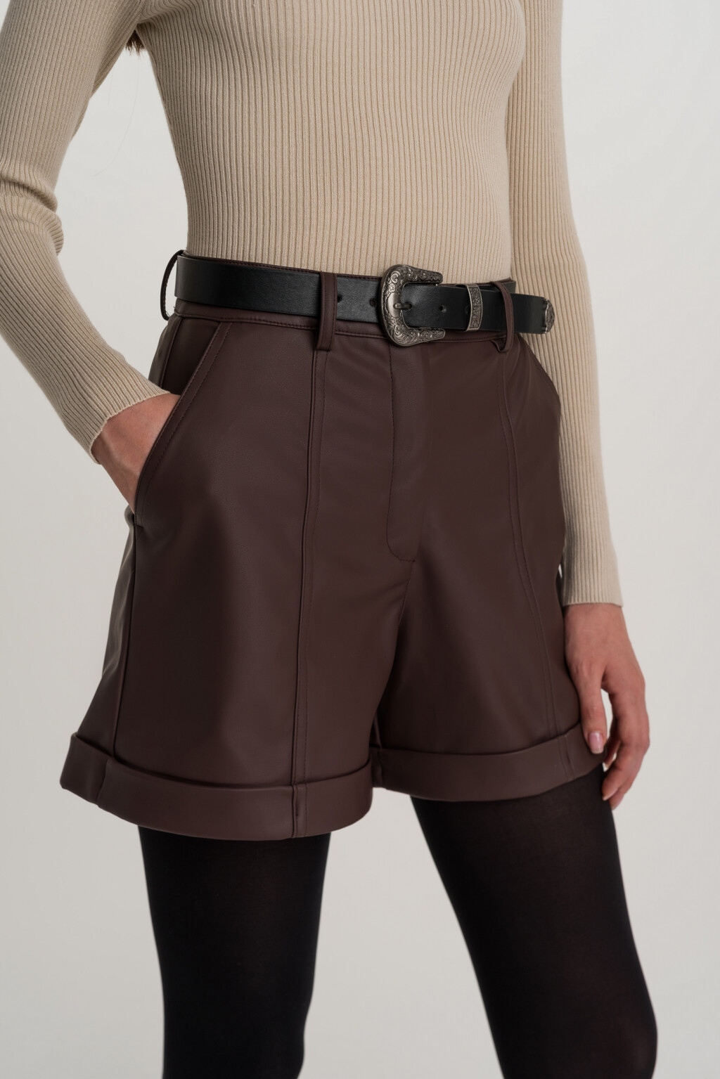шорты женские - цвет коричневый - 3