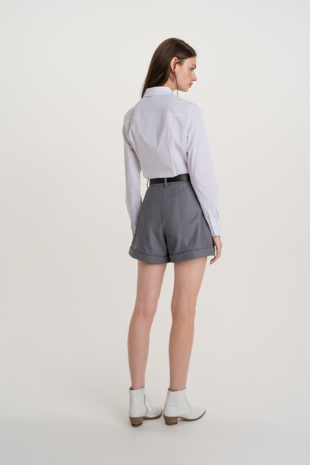 рубашка с длинным рукавом и узором в крапинку - цвет белый - 5