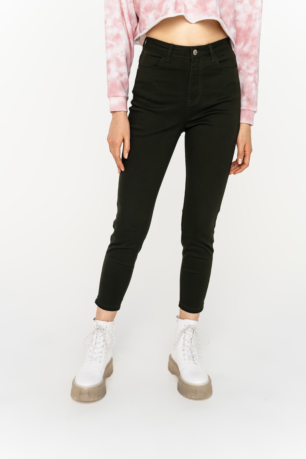 джинсы slim-fit укороченные с высокой посадкой - цвет черный - 4