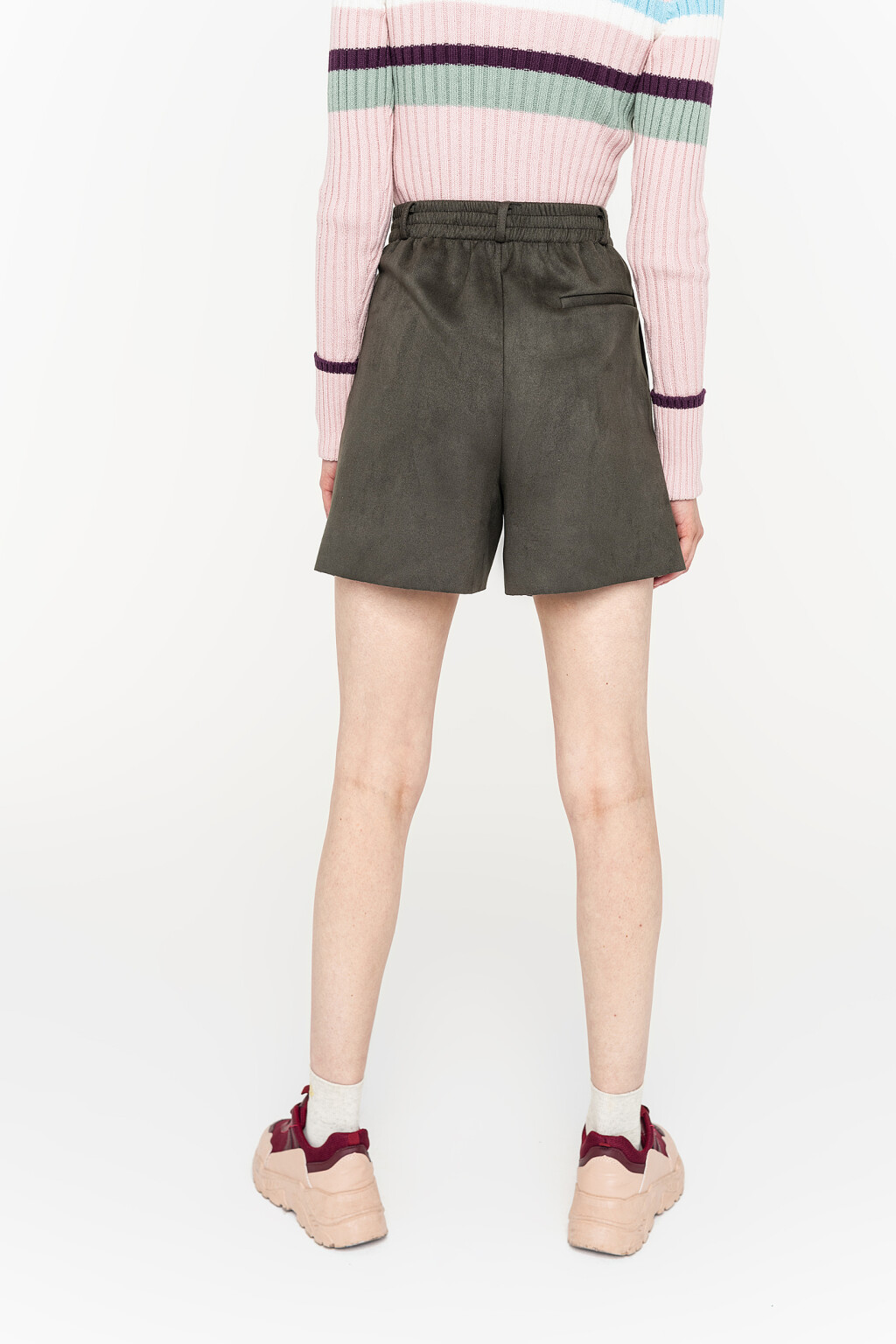 шорты из экозамши с необработанным краем - цвет зеленый - 5