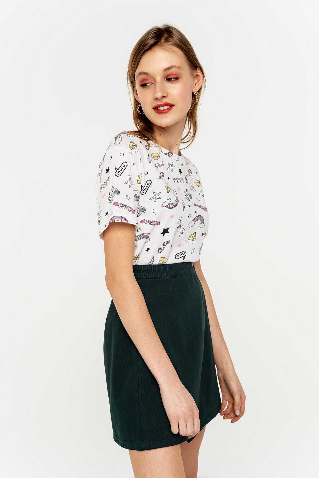 футболка укороченная с принтом - цвет белый - 4