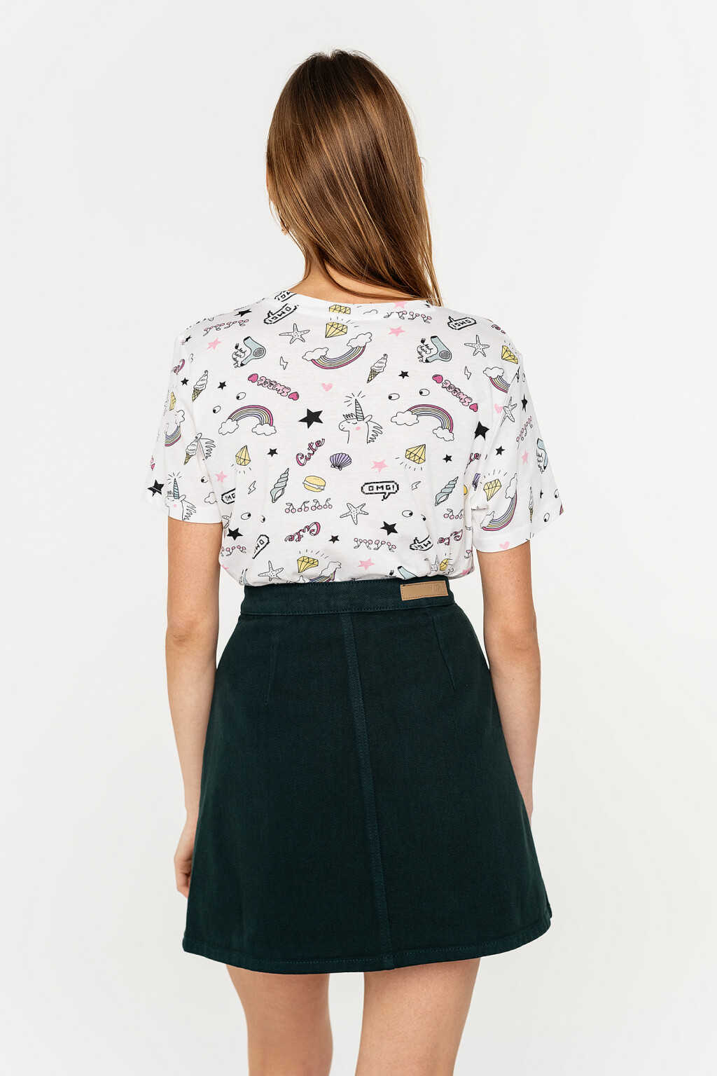 футболка укороченная с принтом - цвет белый - 5