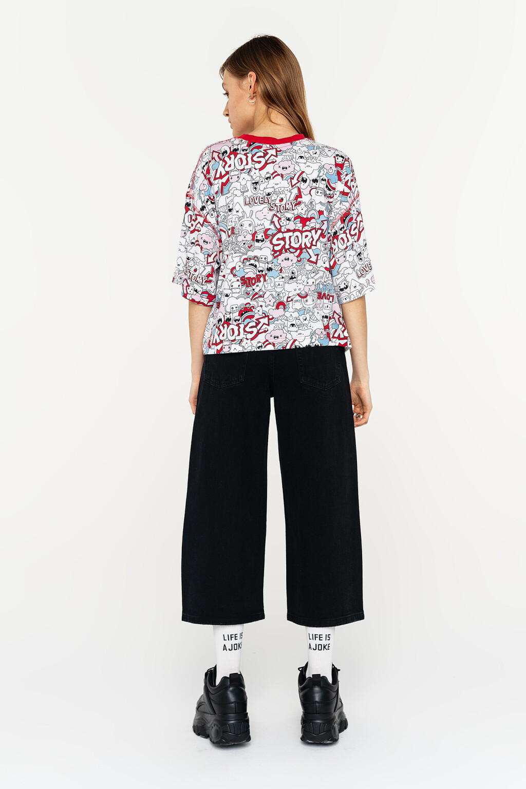 футболка укороченная с принтом - цвет белый - 6