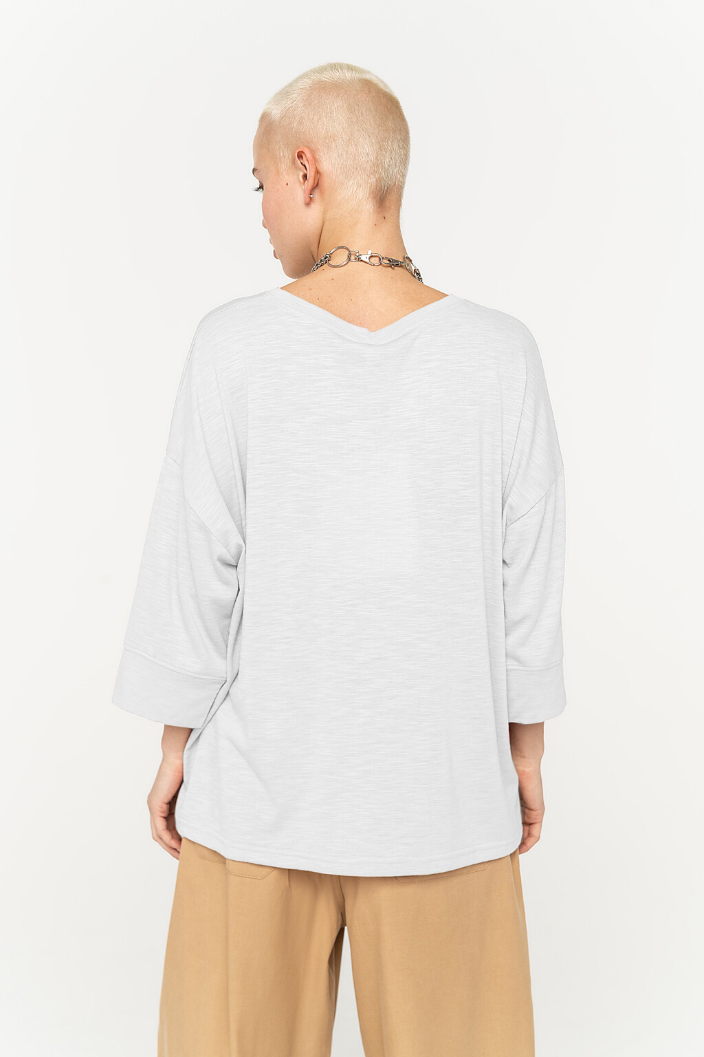 лонгслив в стиле oversize со спущенным плечом - цвет белый - 3