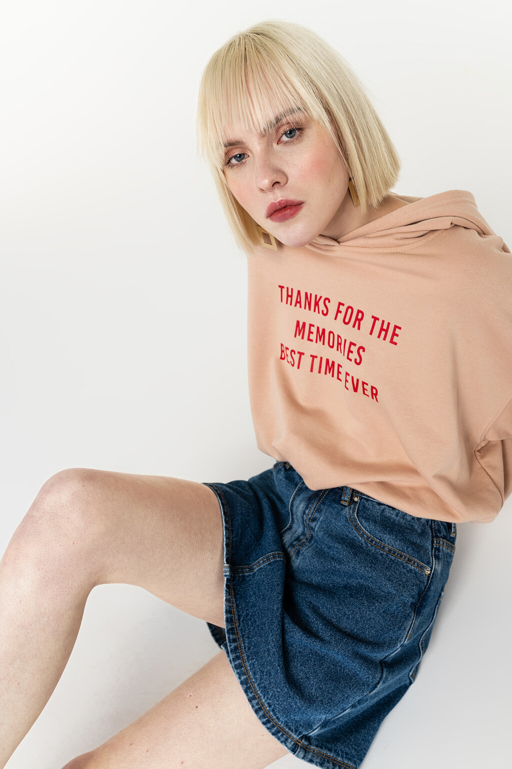 юбка-шорты джинсовые с ремнем - цвет голубой - 1