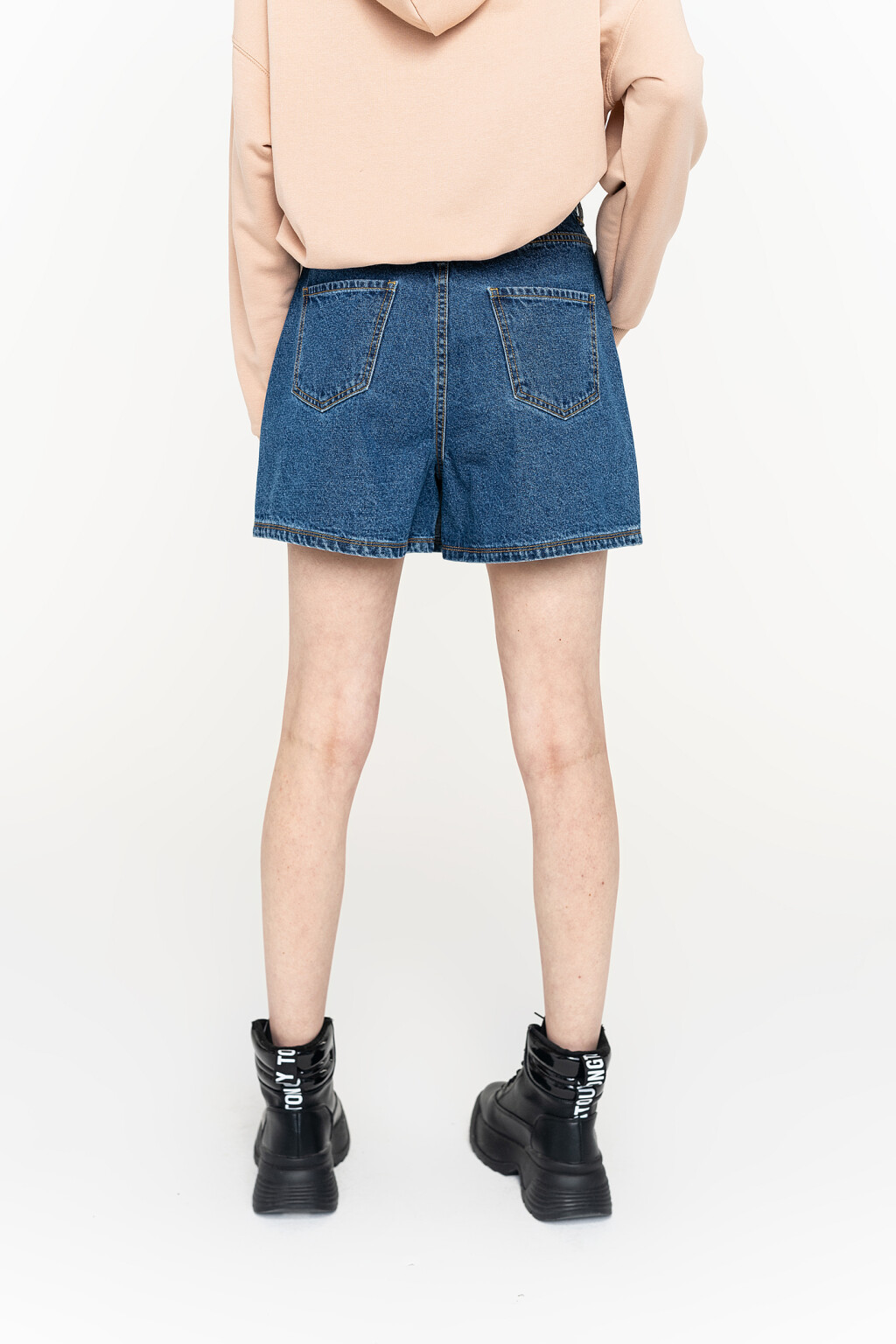 юбка-шорты джинсовые с ремнем - цвет голубой - 5
