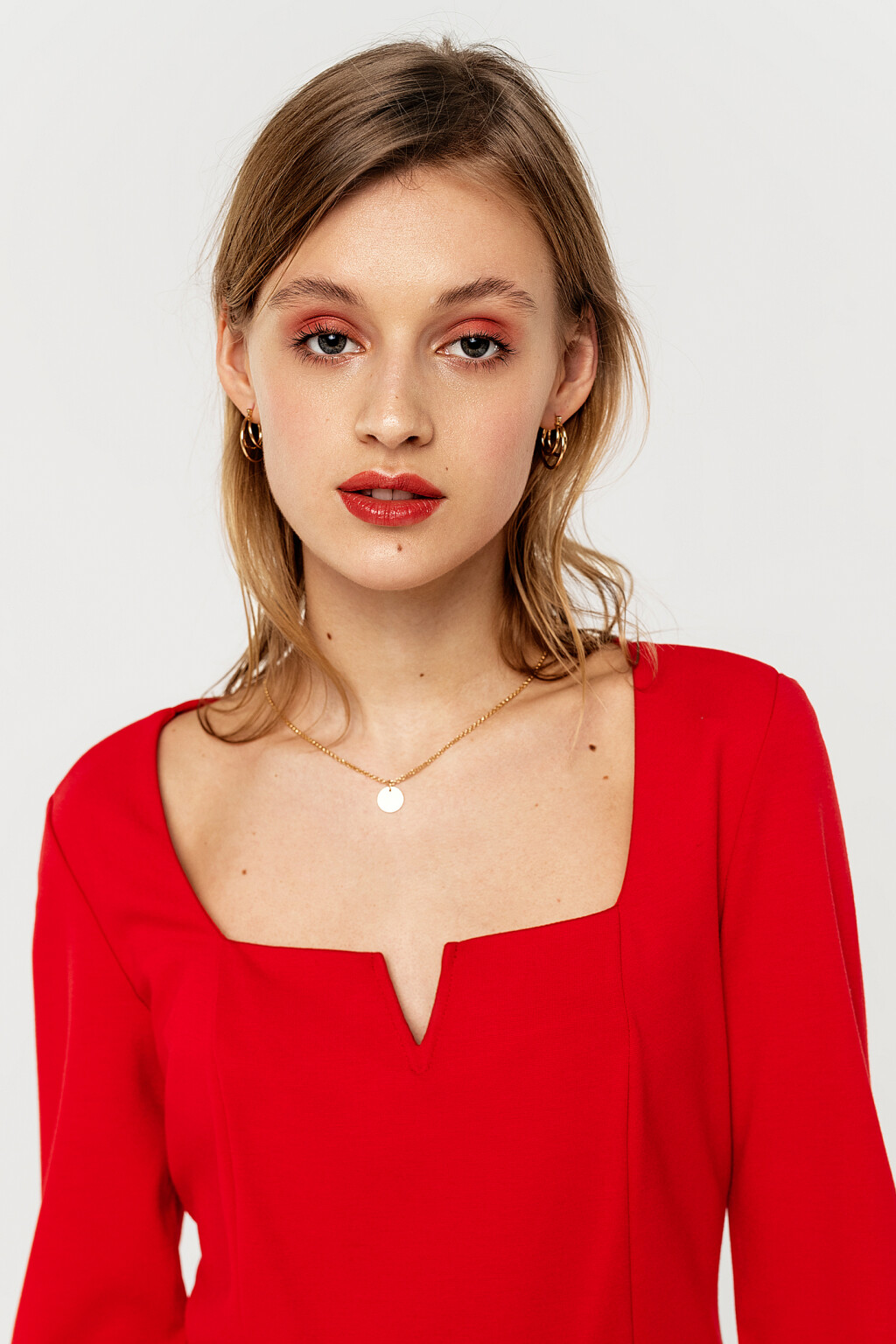 комбинезон короткий с квадратным вырезом и рукавами 3/4 - цвет красный - 3