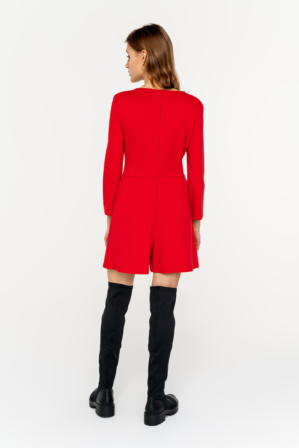 комбинезон короткий с квадратным вырезом и рукавами 3/4 - цвет красный - 5