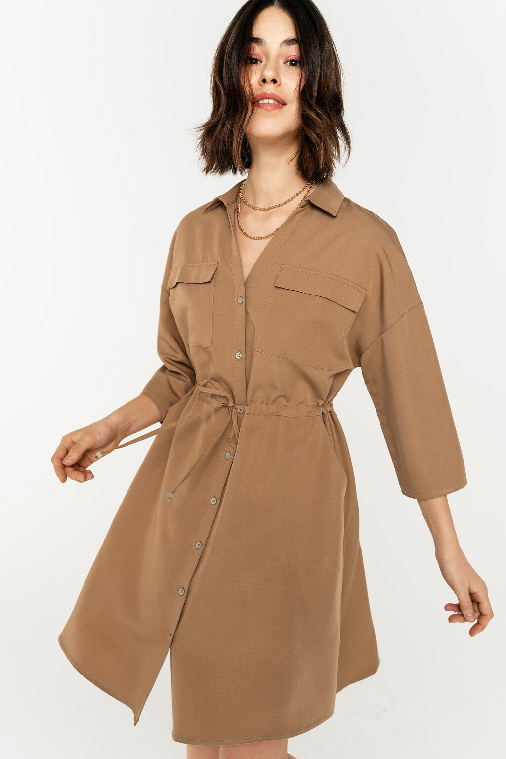 платье - цвет бежевый - 1