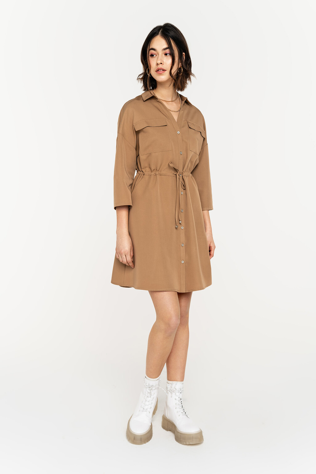 платье - цвет бежевый - 2