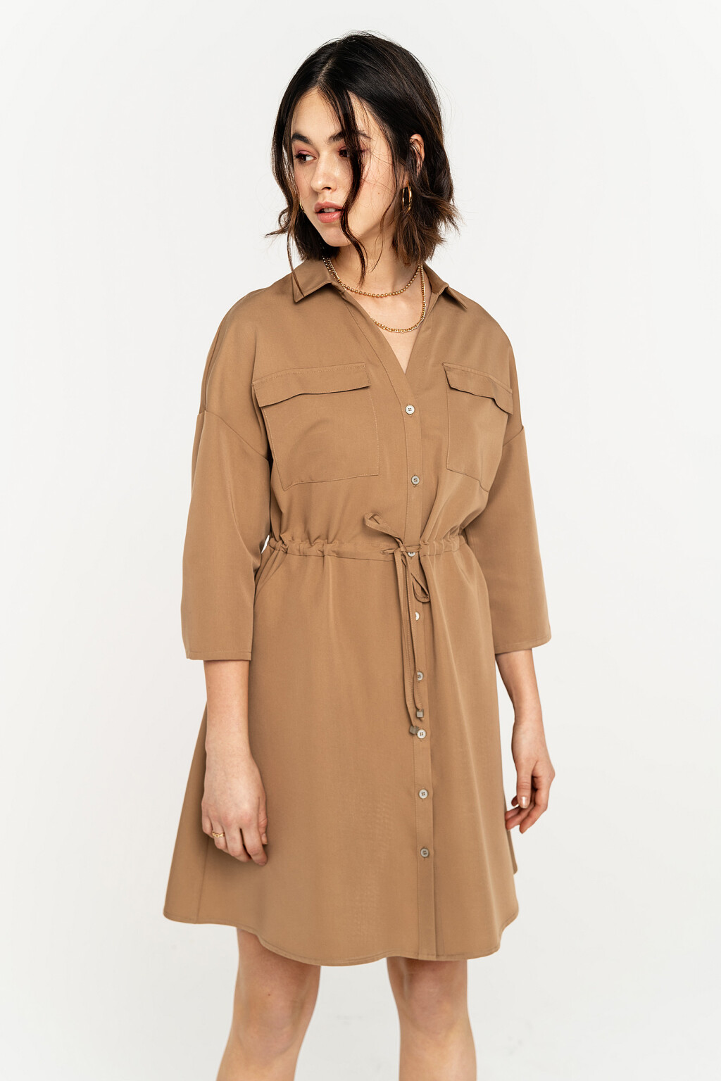 платье - цвет бежевый - 3