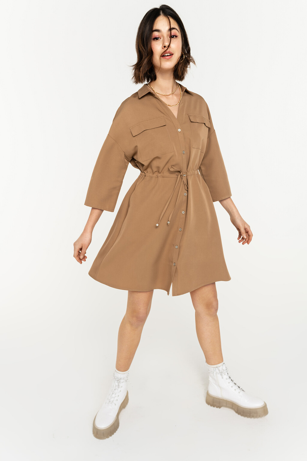 платье - цвет бежевый - 4