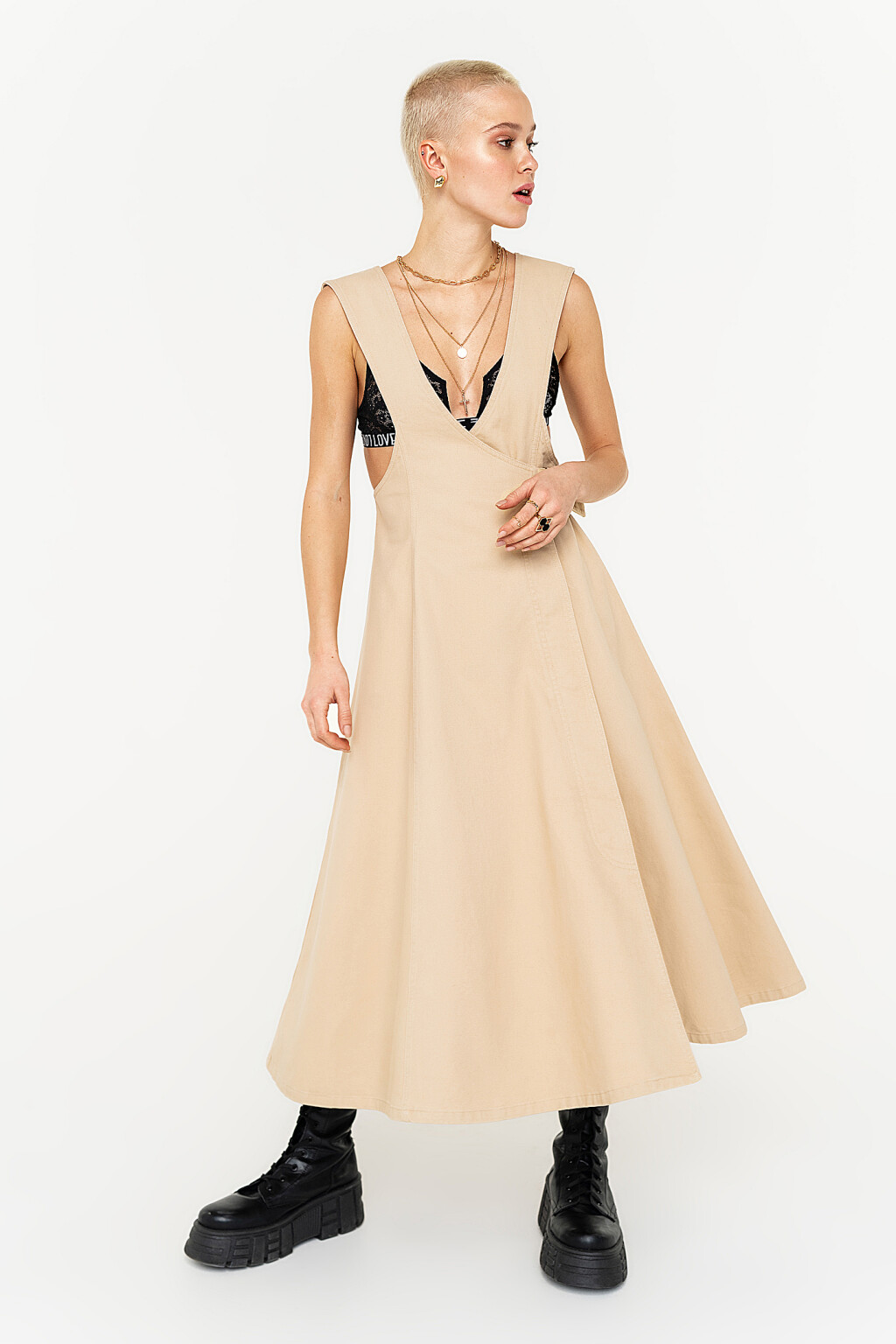 платье - цвет бежевый - 2