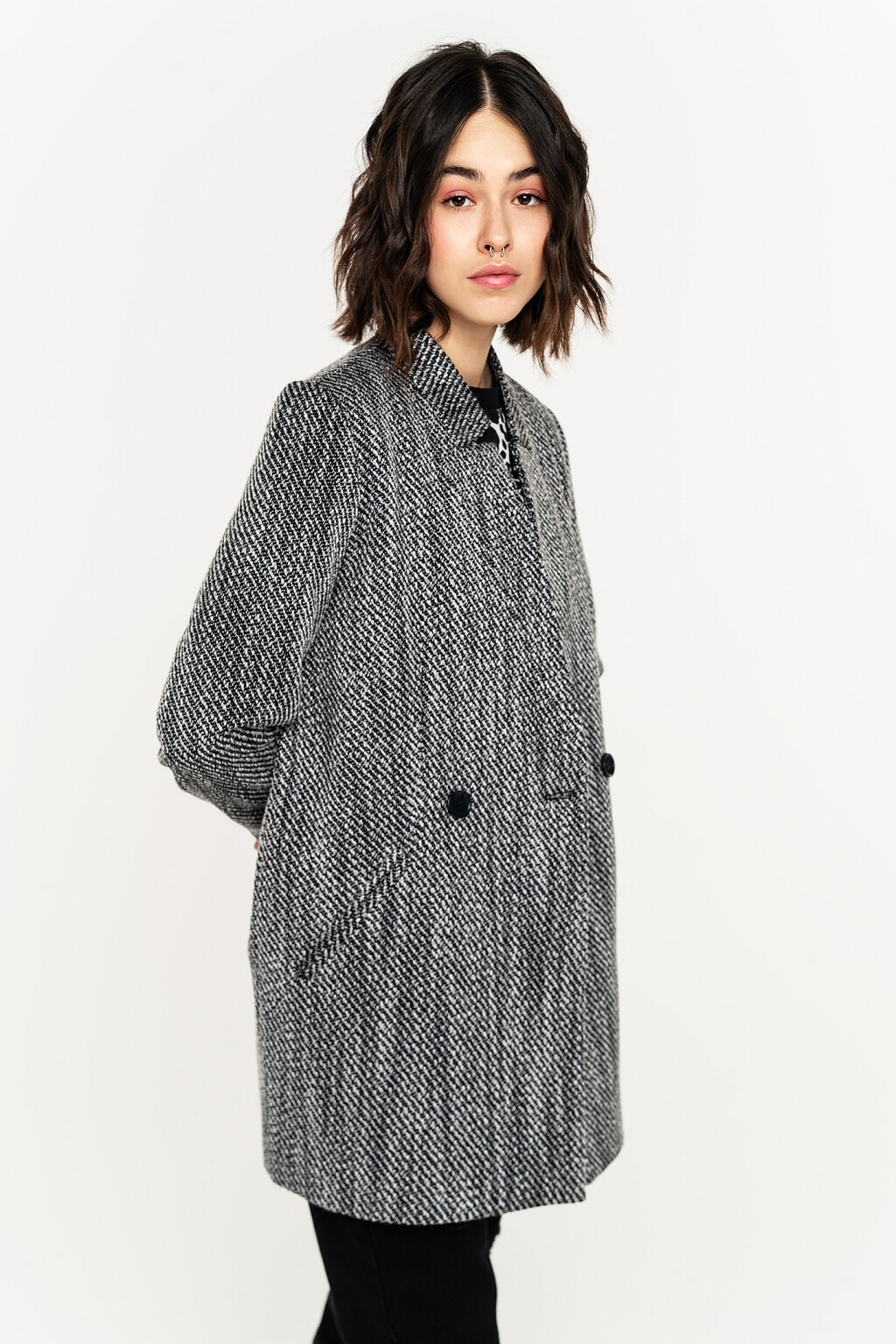 полупальто женское - цвет серый - 2