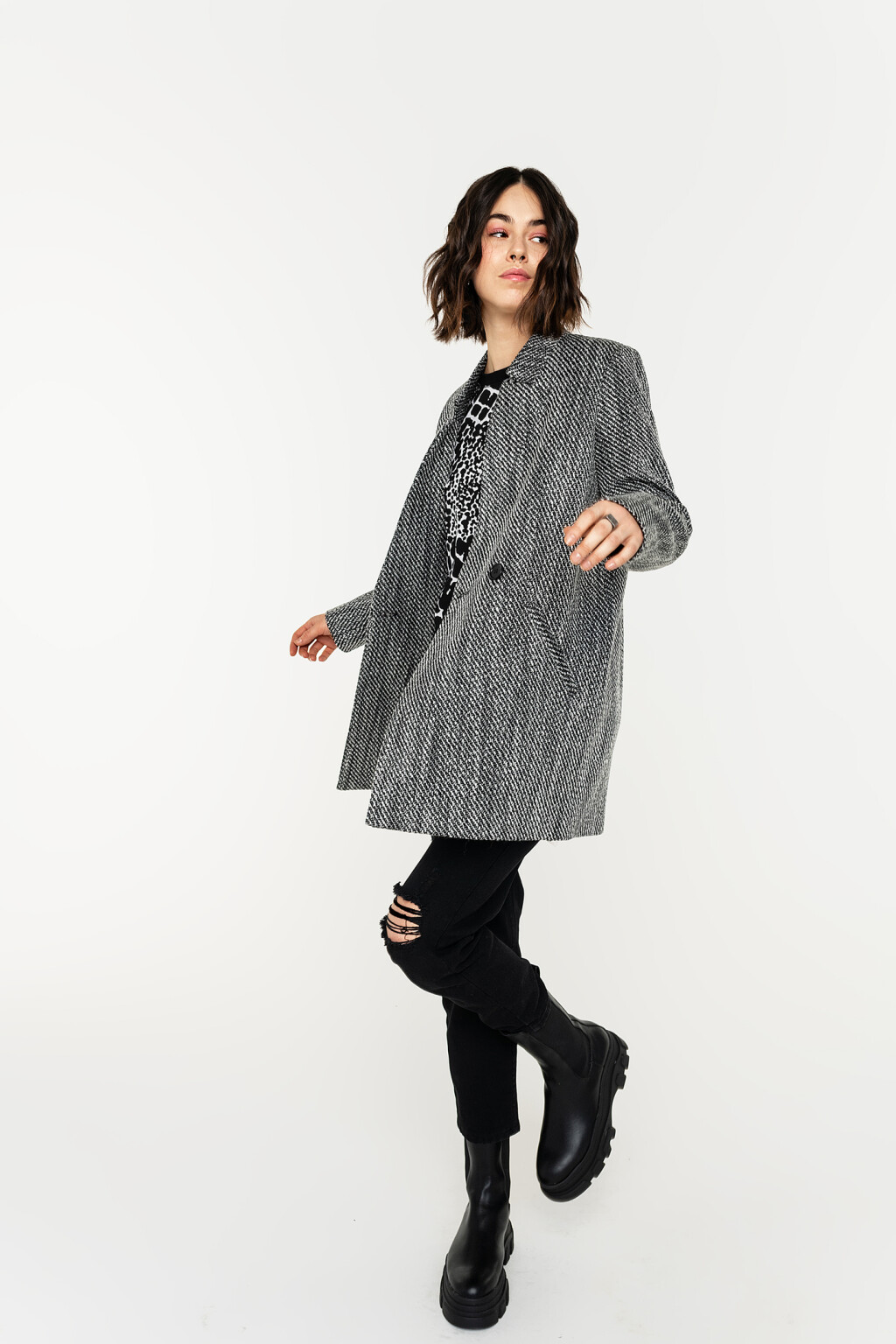 полупальто женское - цвет серый - 4
