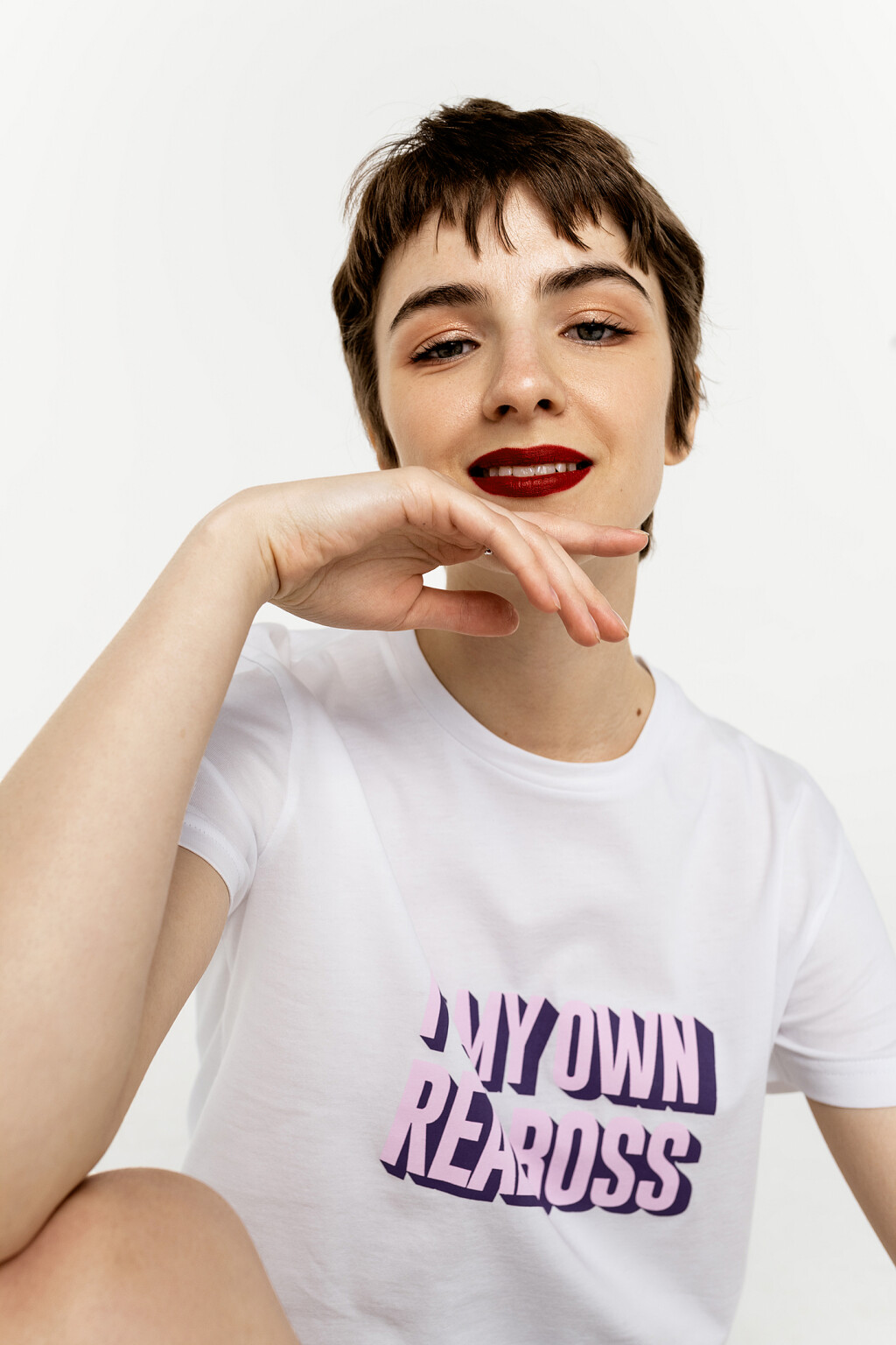 футболка хлопковая с принтом-надписью - цвет белый - 3