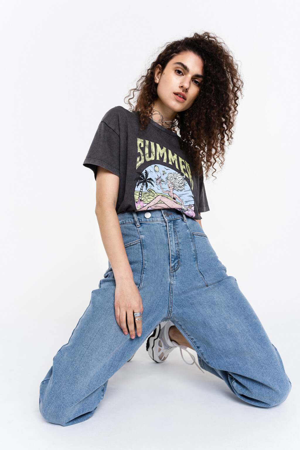 брюки джинсовые - цвет голубой - 1