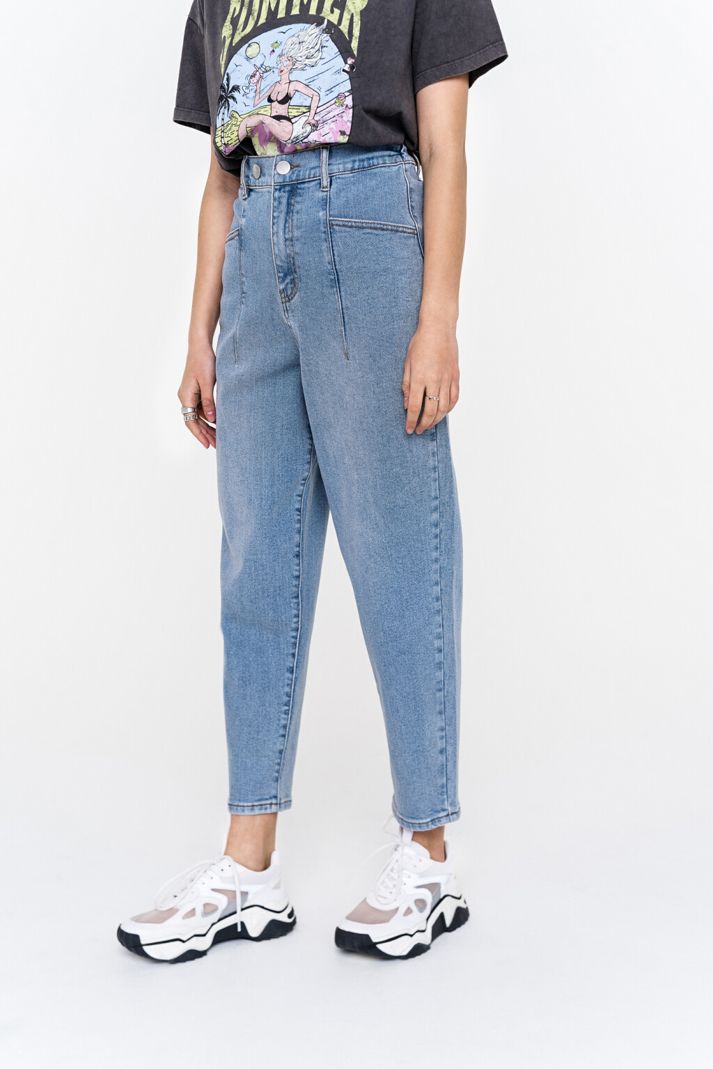 брюки джинсовые - цвет голубой - 4