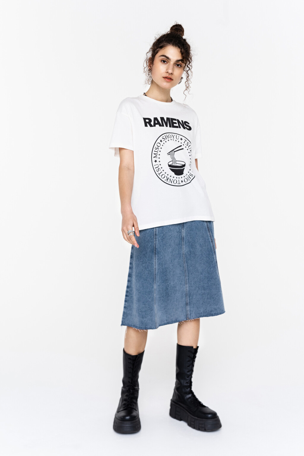 юбка миди джинсовая с необработанным краем - цвет голубой - 1