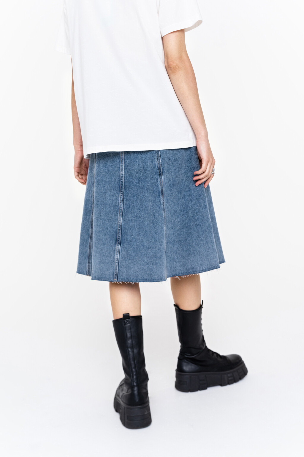юбка миди джинсовая с необработанным краем - цвет голубой - 4