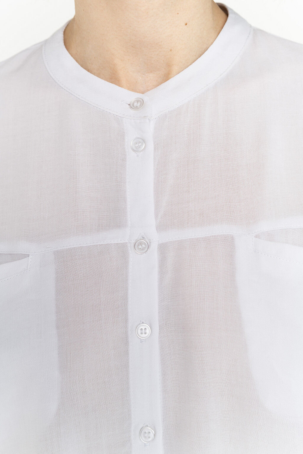 рубашка с короткими рукавами и нагрудными карманами - цвет белый - 5