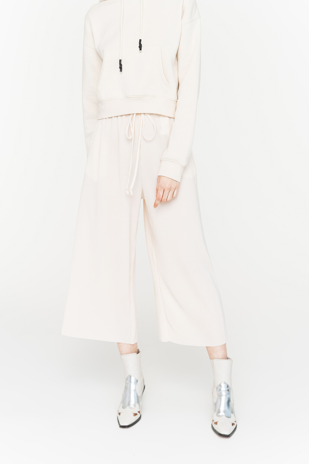 брюки-кюлоты с плиссировкой - цвет бежевый - 3