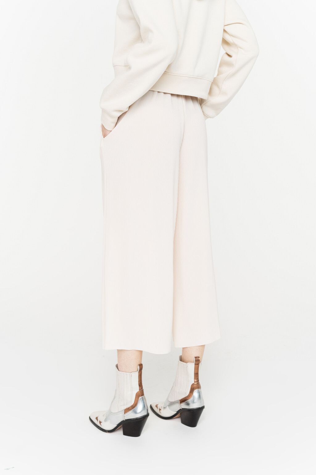 брюки-кюлоты с плиссировкой - цвет бежевый - 5