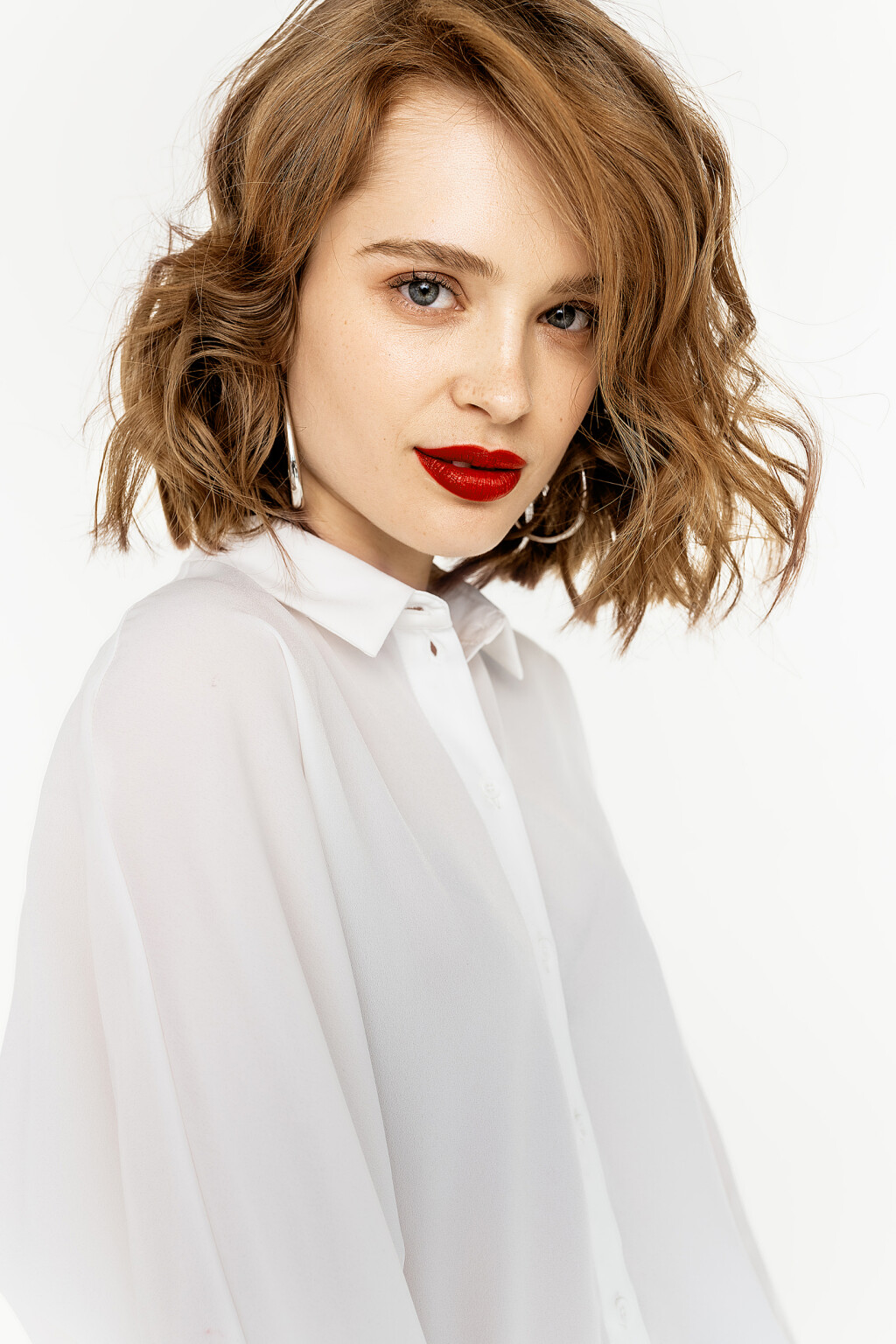 рубашка укороченная с цельнокроеным рукавом - цвет белый - 4