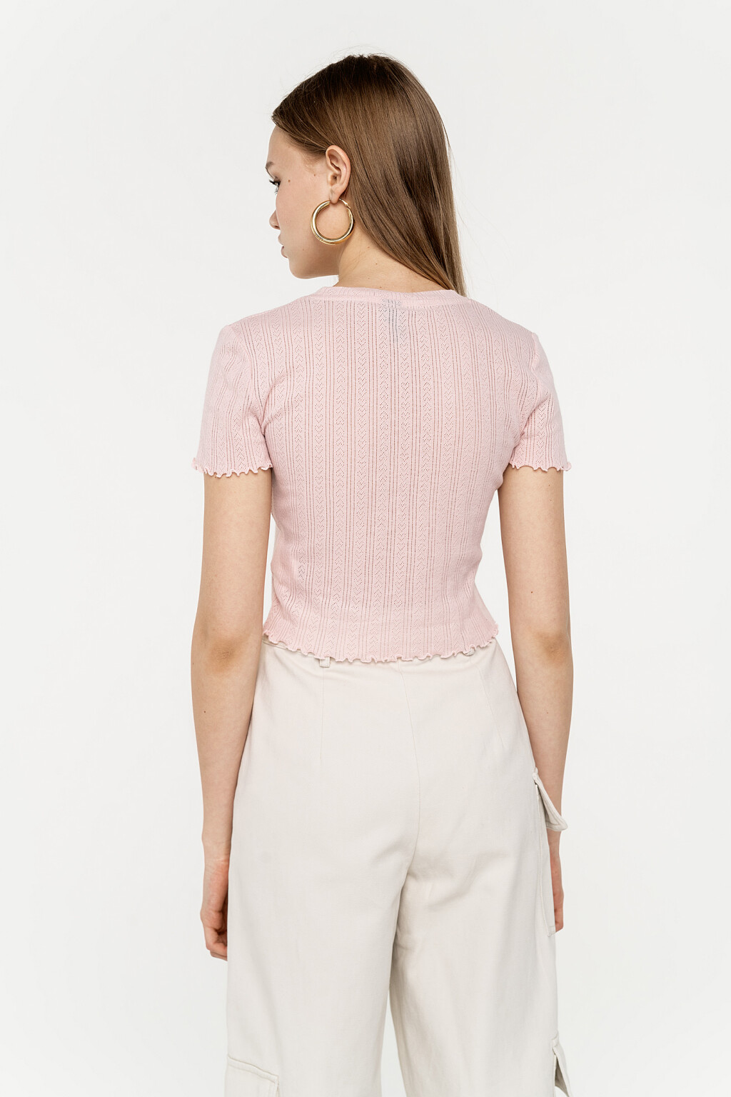 топ укороченный хлопковый из фактурного трикотажа - цвет розовый - 4