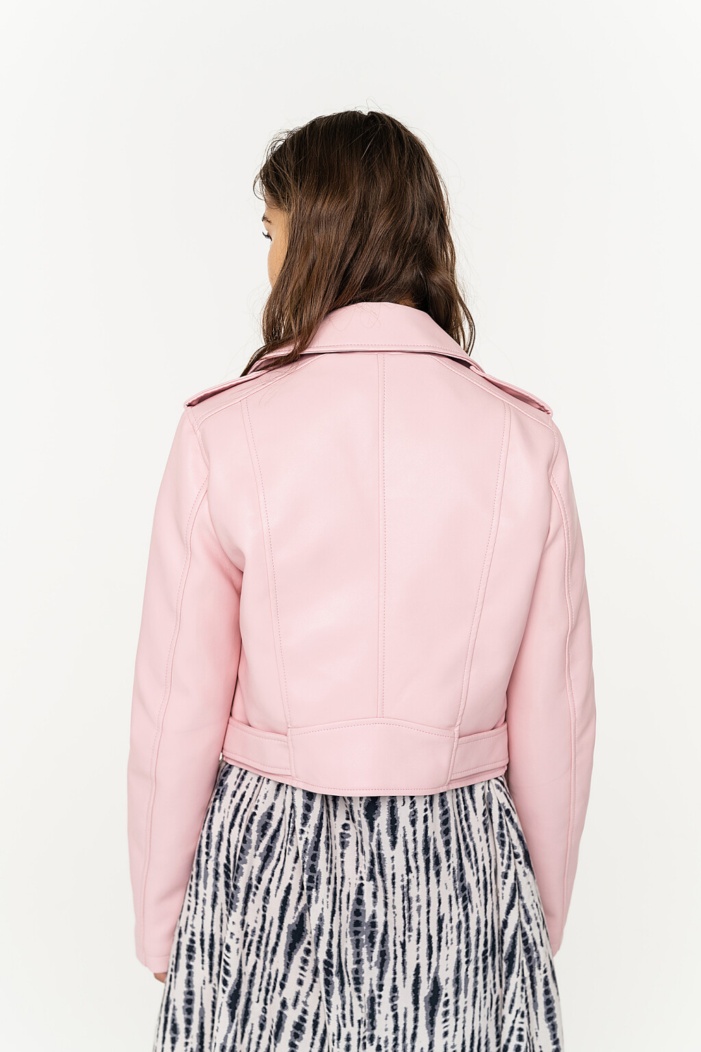 куртка-косуха из экокожи с отложным воротником - цвет розовый - 6