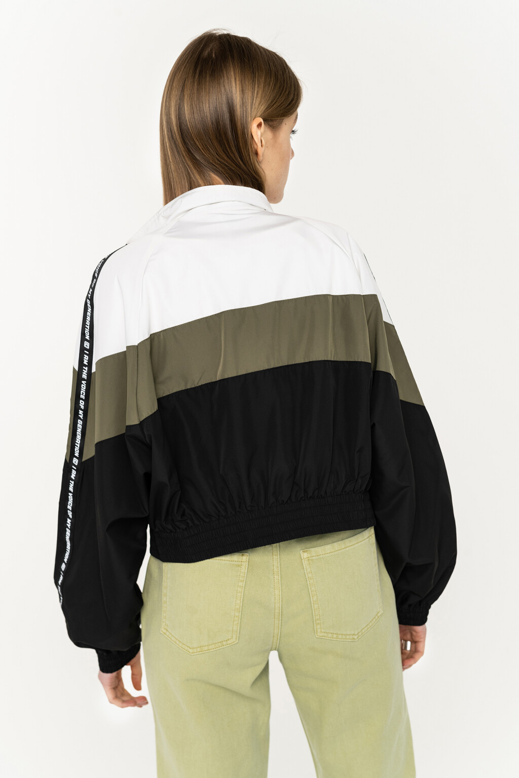 куртка-бомбер короткая в спортивном стиле - цвет зеленый - 5