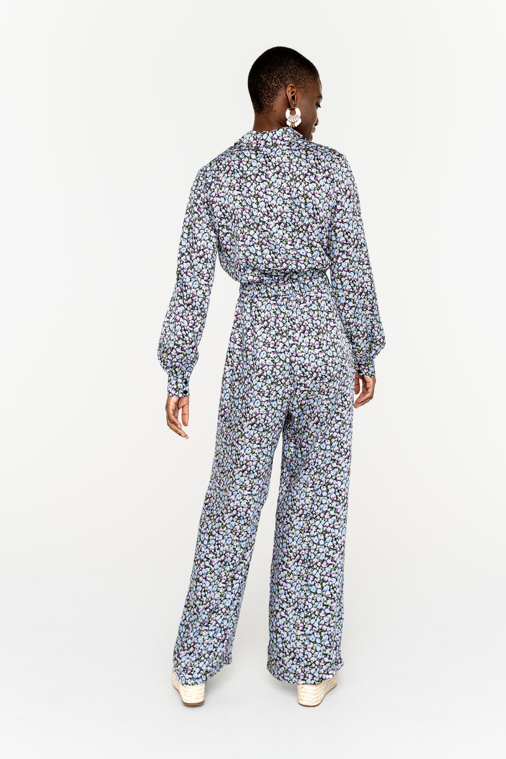 комбинезон длинный на пуговицах с эластичным поясом - цвет мультиколор - 4