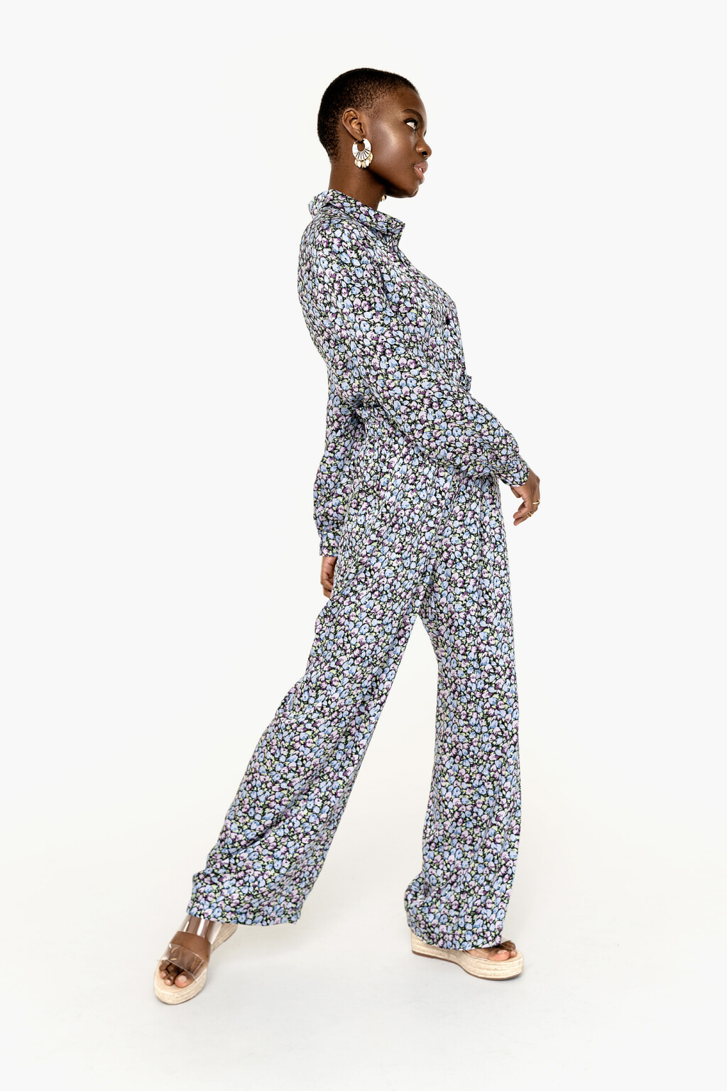 комбинезон длинный на пуговицах с эластичным поясом - цвет мультиколор - 5