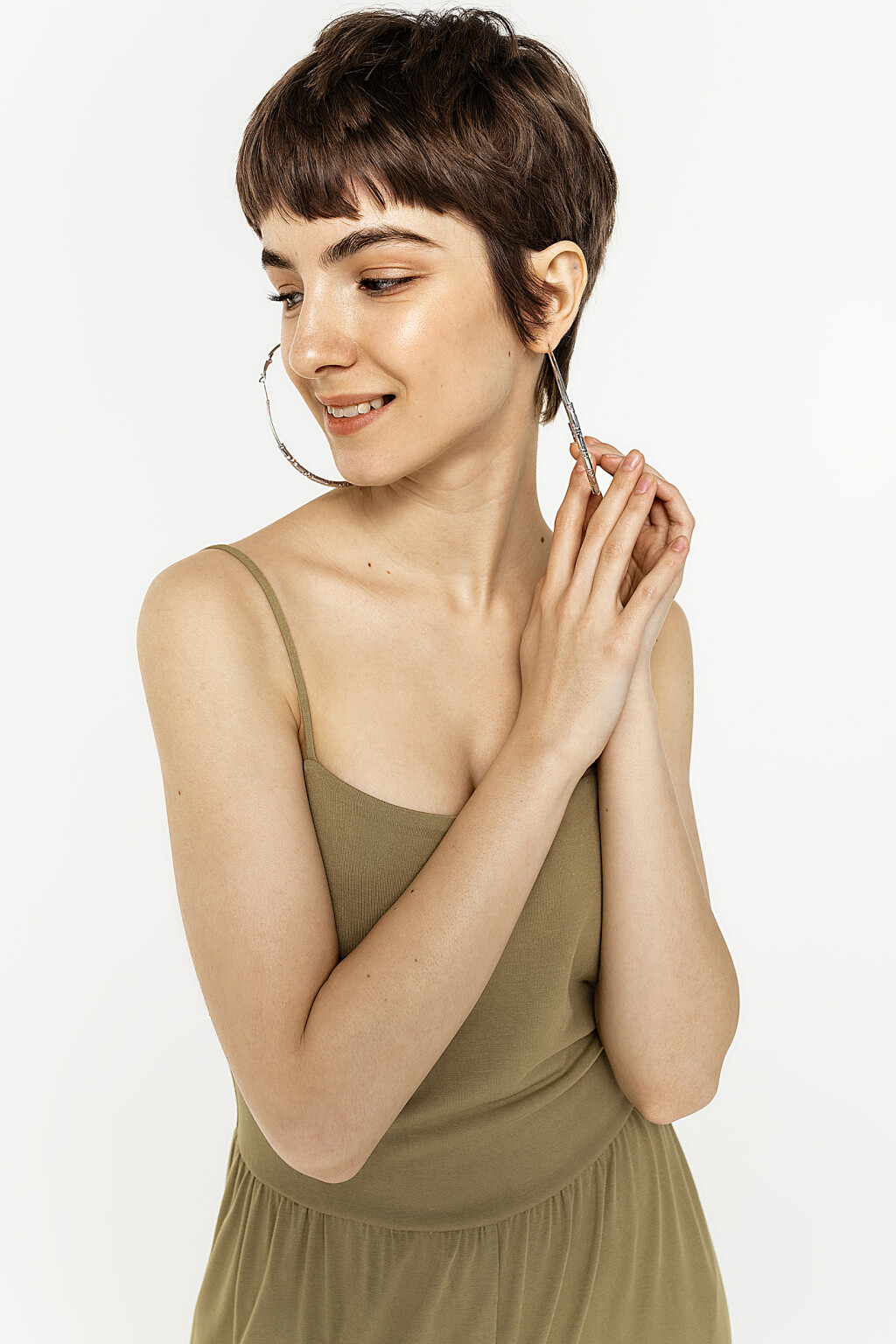 комбинезон длинный трикотажный на тонких лямках - цвет зеленый - 4