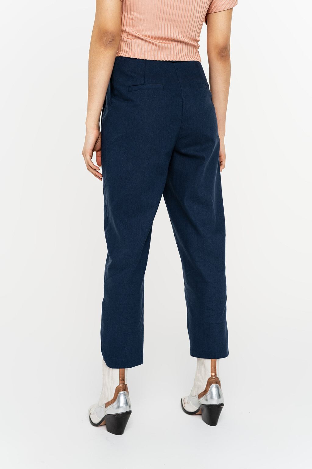 брюки чинос укороченные льняные - цвет зеленый - 5