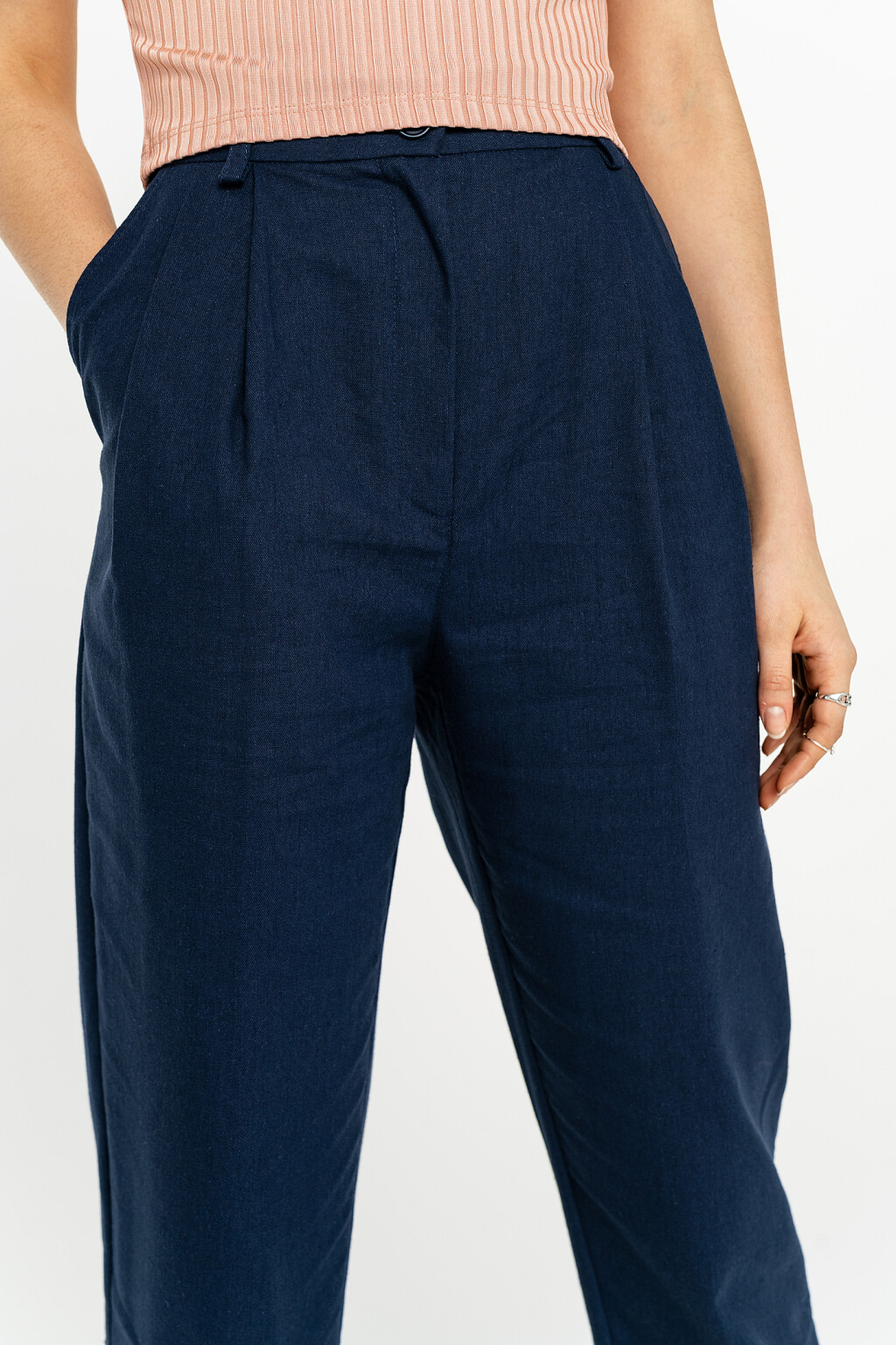 брюки чинос укороченные льняные - цвет зеленый - 6