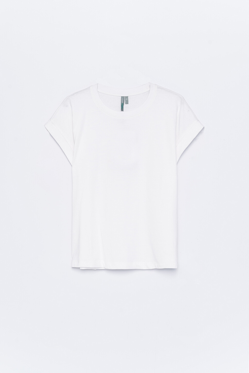 футболка хлопковая oversize с отворотами рукавами - цвет белый - 1