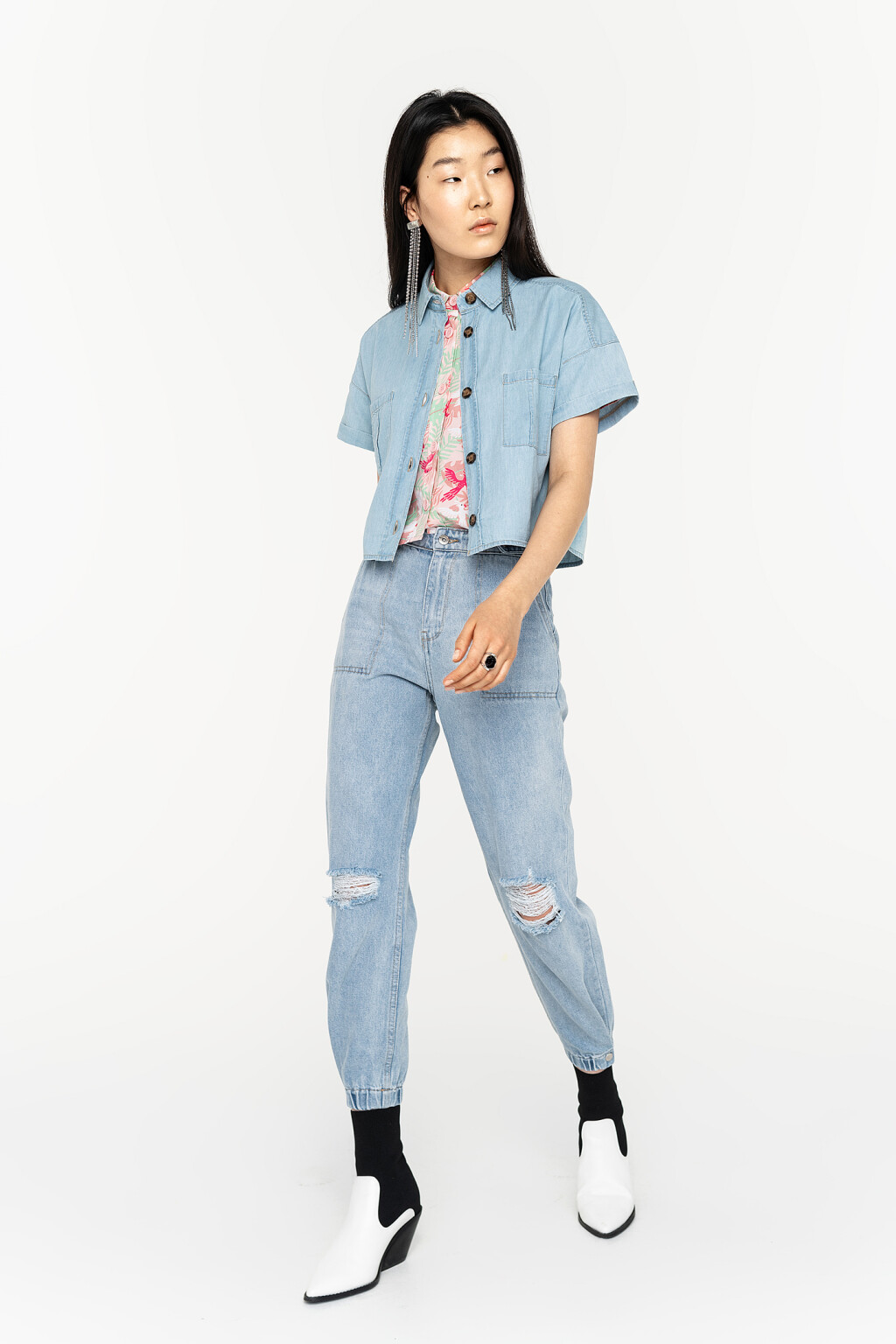 брюки джинсовые - цвет голубой - 1