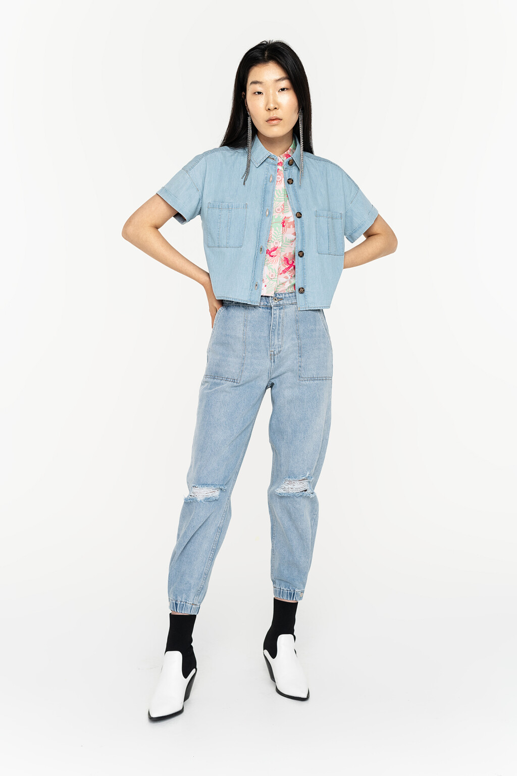 брюки джинсовые - цвет голубой - 2