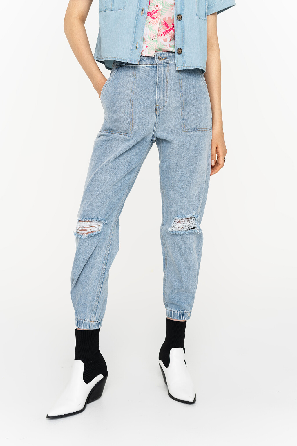 брюки джинсовые - цвет голубой - 3