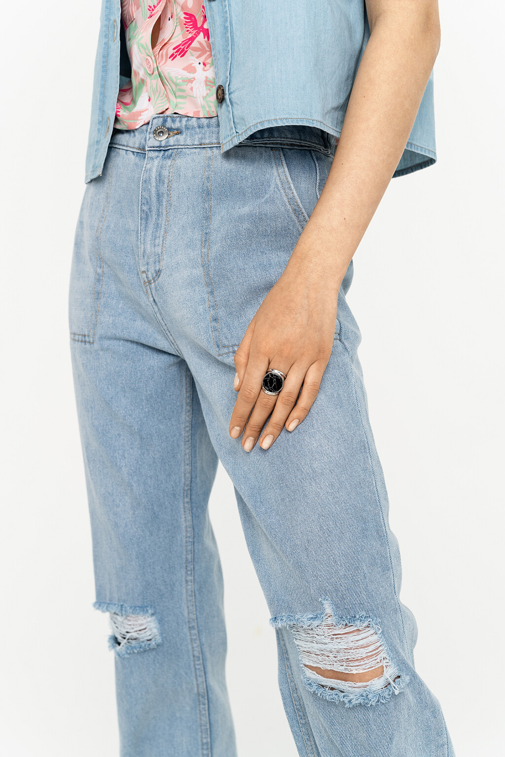 брюки джинсовые - цвет голубой - 5