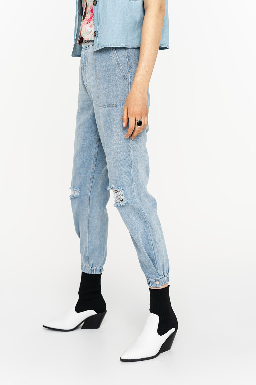 брюки джинсовые - цвет голубой - 6